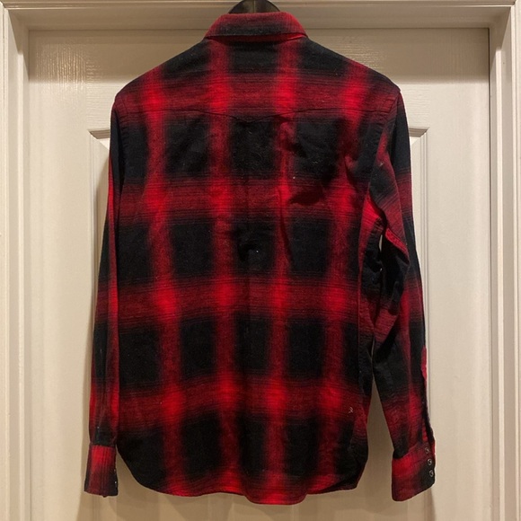 Polo Ralph Lauren Red Black Western Pearl Snap Shirt Medium - Picture 7 of 7
